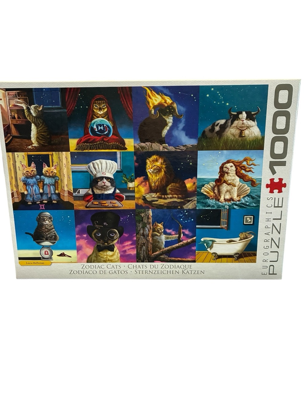 Eurographics Zodiac Cats 1000 Piece Jigsaw Puzzle Lucia Heffernan Complete